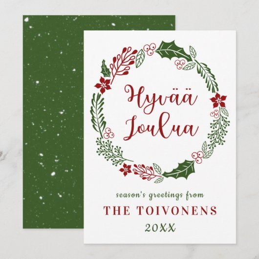 Finse Prettig kerstfeest, op maat Feestdagenkaart (Voorkant / Achterkant)