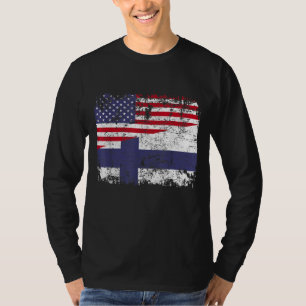 FINSE ROOTS Half Amerikaanse vlag USA FINLAND VLAG T-shirt