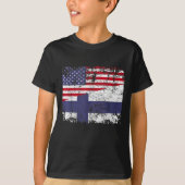 FINSE ROOTS Half Amerikaanse vlag USA FINLAND VLAG T-shirt (Voorkant)