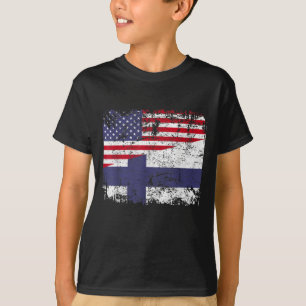 FINSE ROOTS Half Amerikaanse vlag USA FINLAND VLAG T-shirt