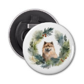 Finse schort kerst krans feestelijke pup button flesopener (Voorkant)
