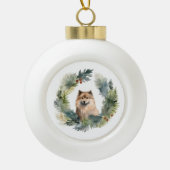 Finse schort kerst krans feestelijke pup keramische bal ornament (Voorkant)