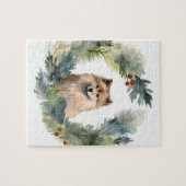 Finse schort kerst krans feestelijke pup legpuzzel (Horizontaal)