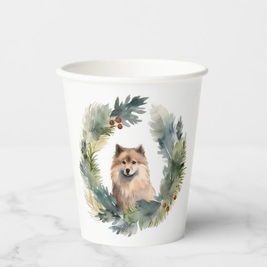 Finse schort kerst krans feestelijke pup papieren bekers (Voorkant)