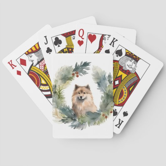 Finse schort kerst krans feestelijke pup pokerkaarten (Achterkant)