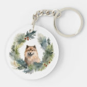 Finse schort kerst krans feestelijke pup sleutelhanger (Achterkant)