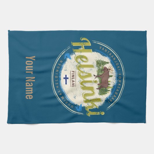 Finse  souvenir hoofdstad Helsinki Theedoek (Horizontaal)