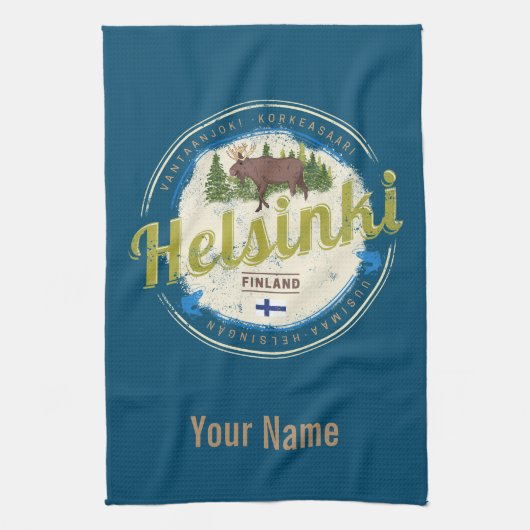 Finse  souvenir hoofdstad Helsinki Theedoek (Verticaal)