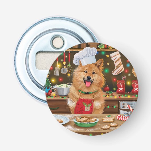 Finse spits kerstbakfeest: Feestelijke Kerst Button Flesopener (Voorkant)