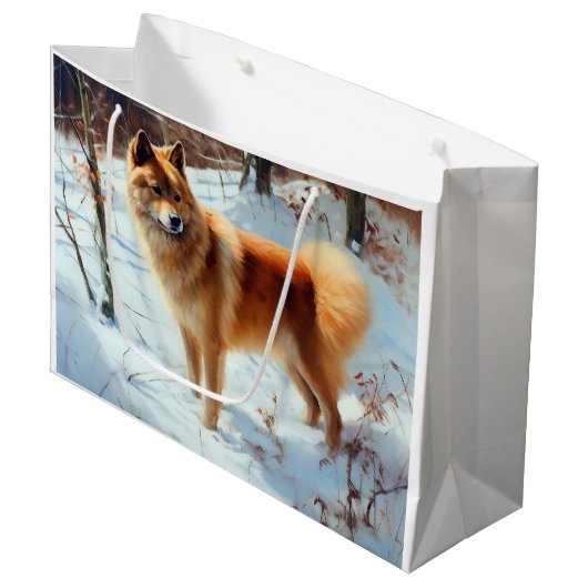Finse spits Laat het sneeuwen Kerstmis Groot Cadeauzakje (Voorkant Gekanteld)