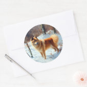 Finse spits Laat het sneeuwen Kerstmis  Ronde Sticker (Envelop)