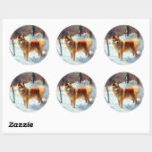 Finse spits Laat het sneeuwen Kerstmis  Ronde Sticker (Vel)