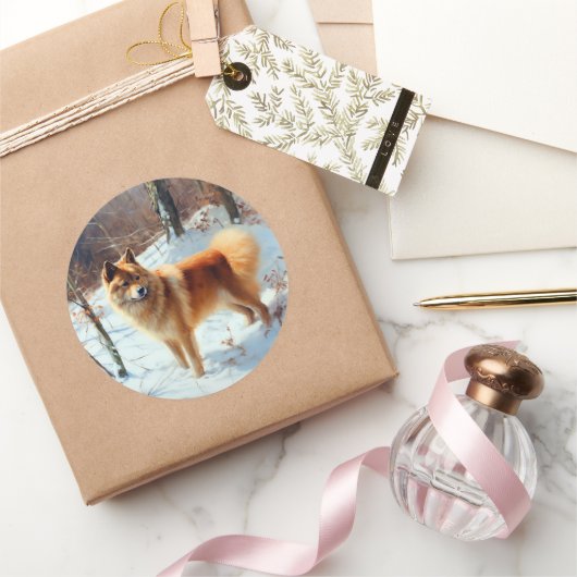 Finse spits Laat het sneeuwen Kerstmis  Ronde Sticker (Geschenken)