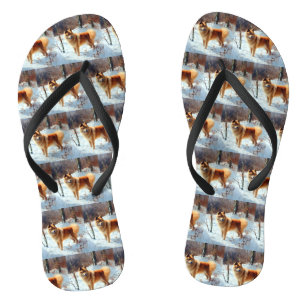 Finse spits Laat het sneeuwen Kerstmis Teenslippers