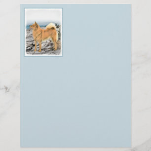 Finse spitz bij Seashore-schilderij - Dog Art