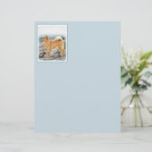 Finse spitz bij Seashore-schilderij - Dog Art (Staand voorkant)
