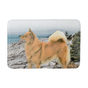 Finse spitz bij Seashore-schilderij - Dog Art Badmat