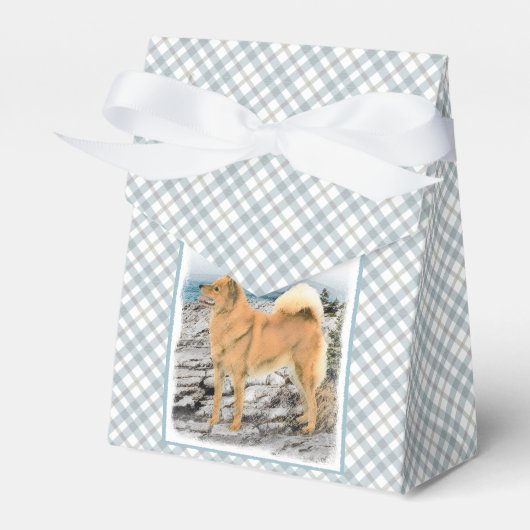 Finse spitz bij Seashore-schilderij - Dog Art Bedankdoosjes (Voorkant Zijde)