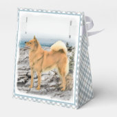 Finse spitz bij Seashore-schilderij - Dog Art Bedankdoosjes (Achterkant)