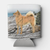 Finse spitz bij Seashore-schilderij - Dog Art Blikjeskoeler (Achterkant)