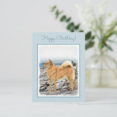 Finse spitz bij Seashore-schilderij - Dog Art Briefkaart (Staand voorkant)