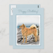 Finse spitz bij Seashore-schilderij - Dog Art Briefkaart (Voorkant / Achterkant)