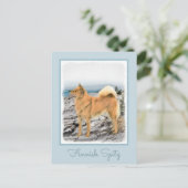 Finse spitz bij Seashore-schilderij - Dog Art Briefkaart (Staand voorkant)