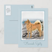 Finse spitz bij Seashore-schilderij - Dog Art Briefkaart (Voorkant / Achterkant)