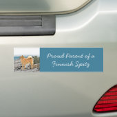 Finse spitz bij Seashore-schilderij - Dog Art Bumpersticker (Op auto)