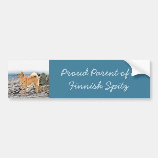 Finse spitz bij Seashore-schilderij - Dog Art Bumpersticker (Voorkant)