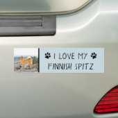 Finse spitz bij Seashore-schilderij - Dog Art Bumpersticker (Op auto)