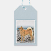 Finse spitz bij Seashore-schilderij - Dog Art Cadeaulabel (Achterkant)