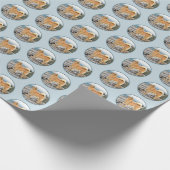 Finse spitz bij Seashore-schilderij - Dog Art Cadeaupapier (Hoek)