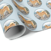 Finse spitz bij Seashore-schilderij - Dog Art Cadeaupapier (Rol Hoek)