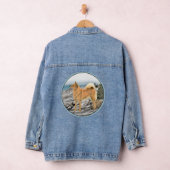 Finse spitz bij Seashore-schilderij - Dog Art Denim Jacket (Hangar)