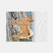Finse spitz bij Seashore-schilderij - Dog Art Fleece Deken (Voorkant (Horizontaal))
