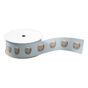 Finse spitz bij Seashore-schilderij - Dog Art Grosgrain Lint