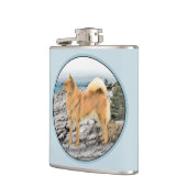 Finse spitz bij Seashore-schilderij - Dog Art Heupfles (Links)