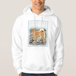 Finse spitz bij Seashore-schilderij - Dog Art Hoodie