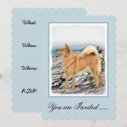 Finse spitz bij Seashore-schilderij - Dog Art Kaart (Voorkant / Achterkant)