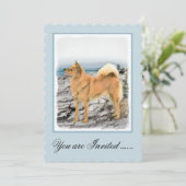 Finse spitz bij Seashore-schilderij - Dog Art Kaart (Staand voorkant)