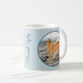Finse spitz bij Seashore-schilderij - Dog Art Koffiemok (Voorkant rechts)