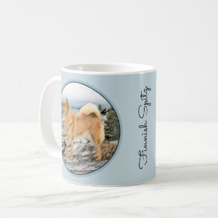Finse spitz bij Seashore-schilderij - Dog Art Koffiemok