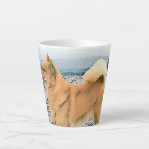 Finse spitz bij Seashore-schilderij - Dog Art Latte Mok