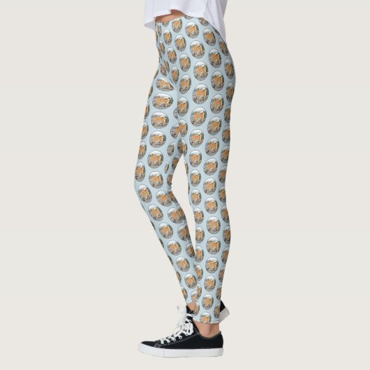 Finse spitz bij Seashore-schilderij - Dog Art Leggings (Links)