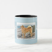 Finse spitz bij Seashore-schilderij - Dog Art Mok (Midden)