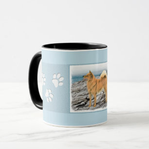 Finse spitz bij Seashore-schilderij - Dog Art Mok