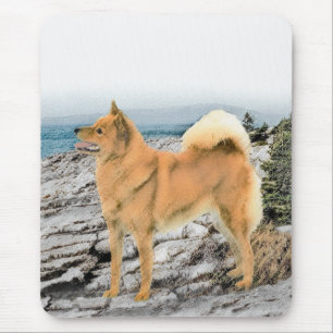 Finse spitz bij Seashore-schilderij - Dog Art Muismat