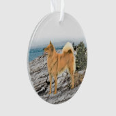 Finse spitz bij Seashore-schilderij - Dog Art Ornament (voorkant)