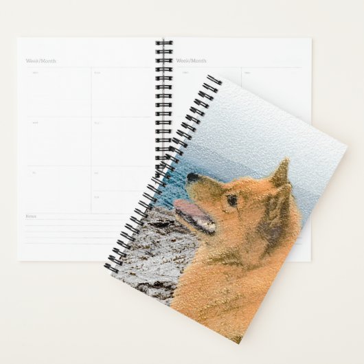 Finse spitz bij Seashore-schilderij - Dog Art Planner (Display)